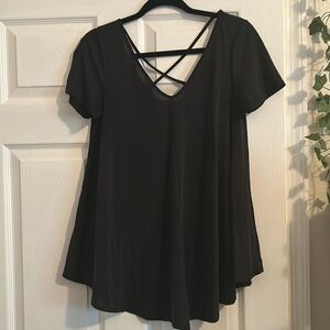 Green envelope, short sleeve, dark gray top